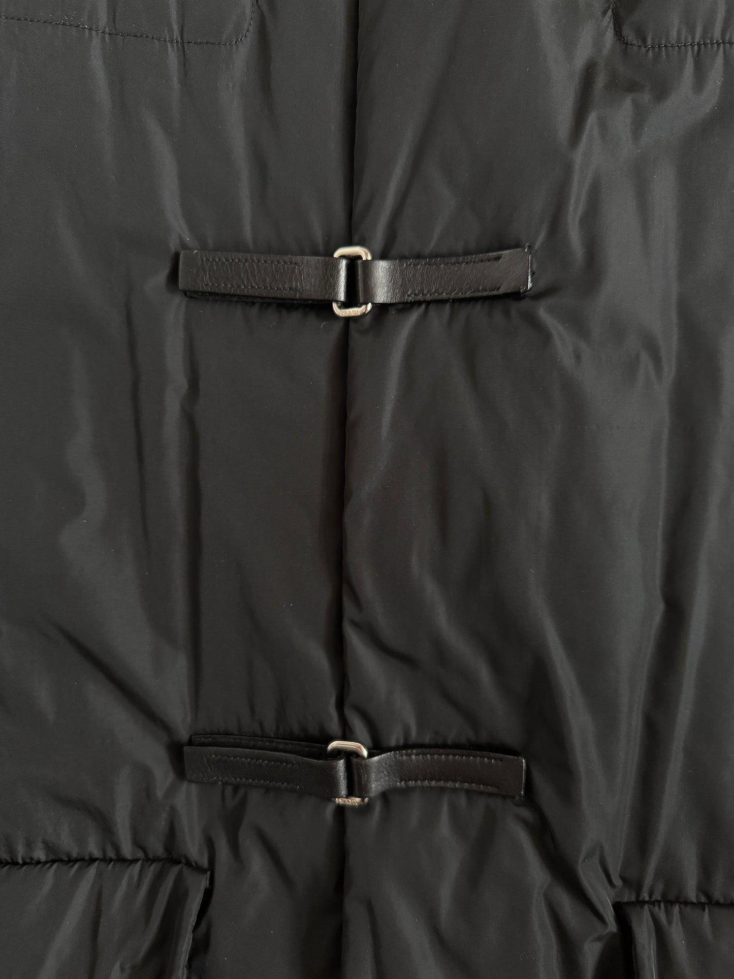 Prada FW1999 leather strap padded coat