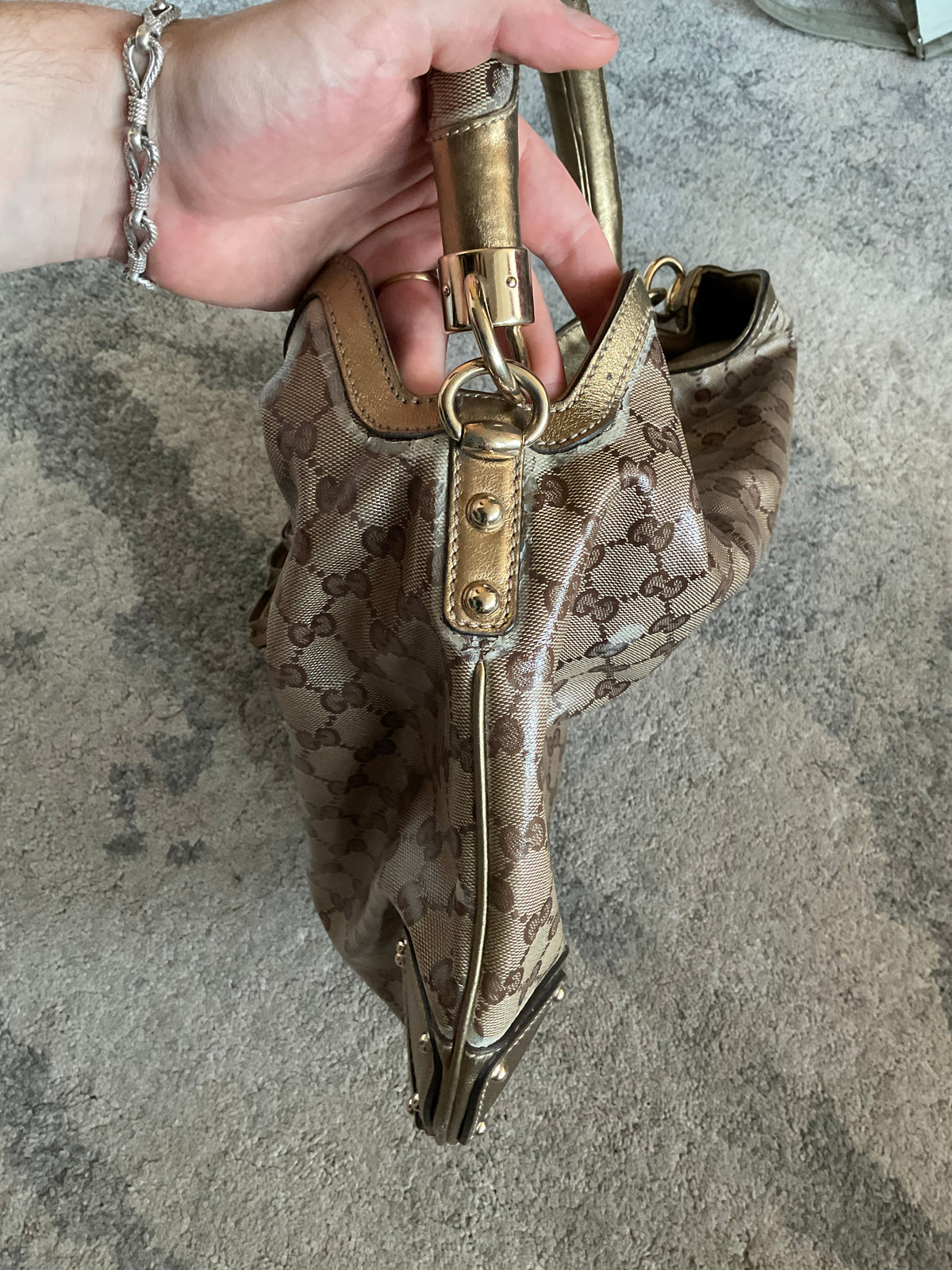 Gucci 2008 waxed monogram Indy bag