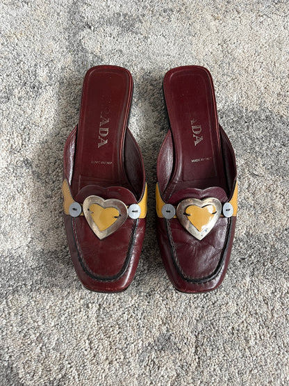 Prada SS2000 metal hearts mules