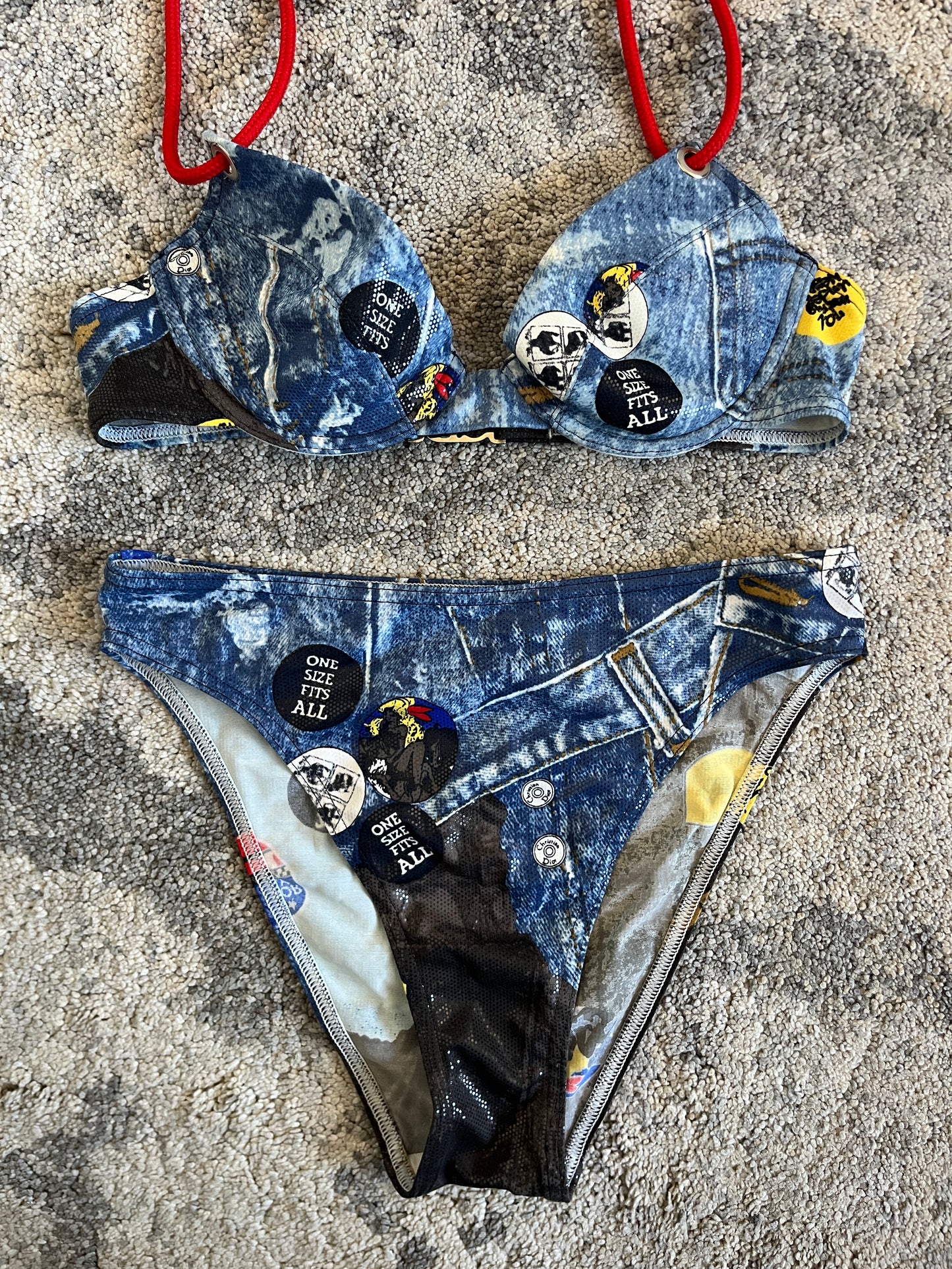Dior 2002 diorella trompe l’œil denim swimwear set