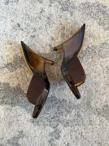 Prada SS1998 glass heels mules