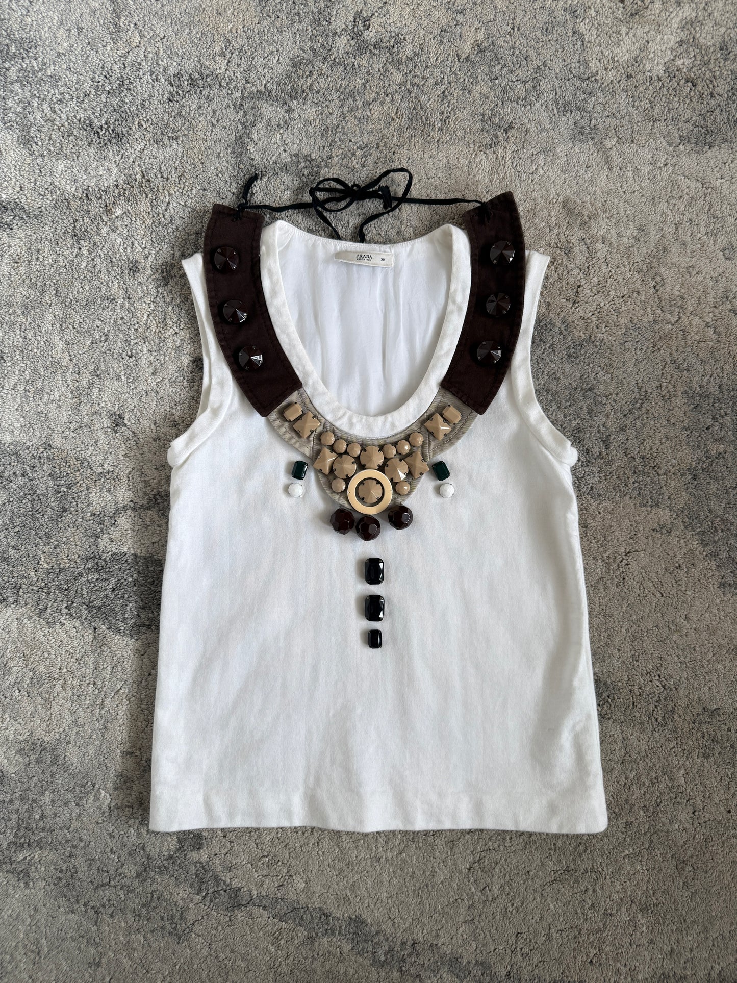 Prada SS2003 embellished collar tank top