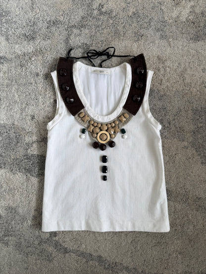Prada SS2003 embellished collar tank top