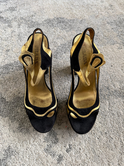 Prada SS2008 platform suede heels
