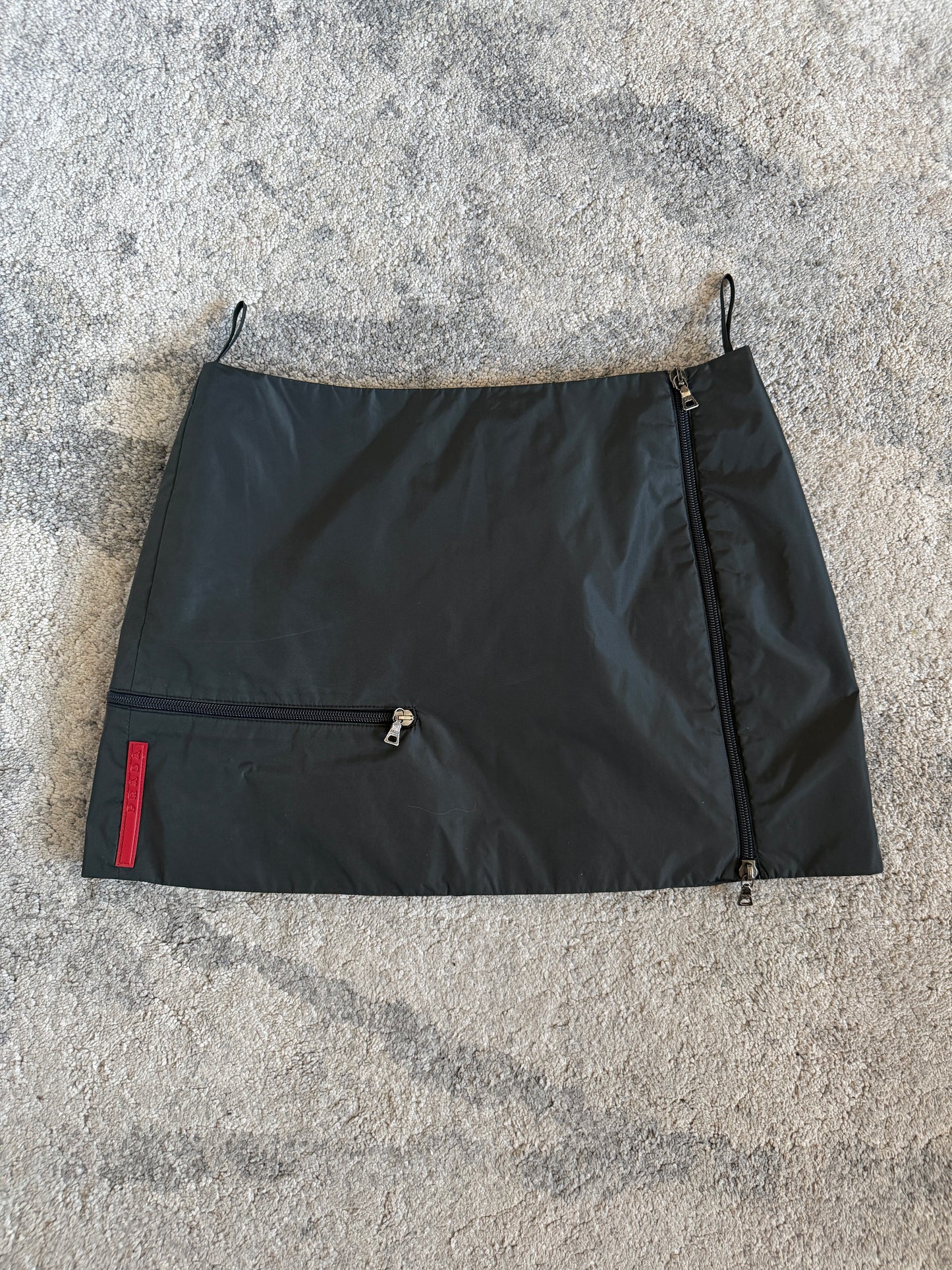 Prada 1999 padded nylon mini skirt