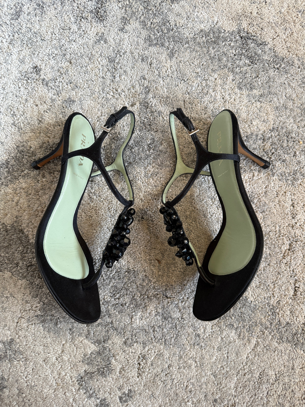 Prada SS2003 silk embellished heels