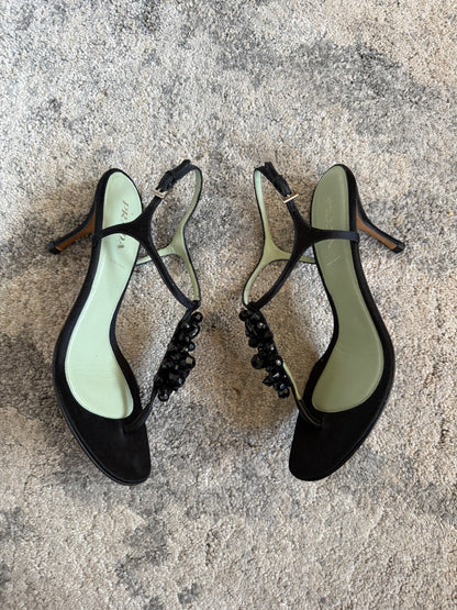 Prada SS2003 silk embellished heels