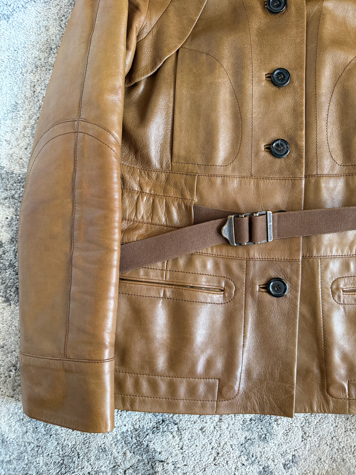 Louis Vuitton FW2002 leather fur collar jacket