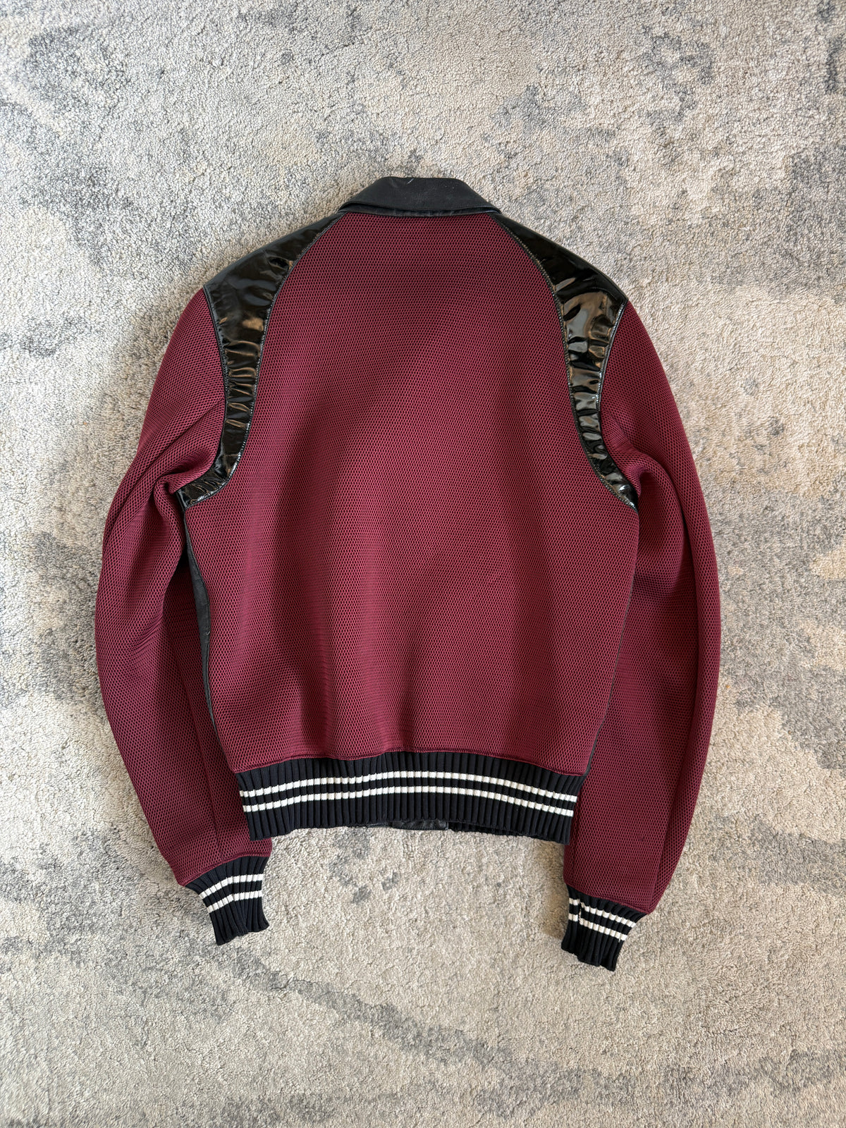 Miu Miu SS2000 leather & mesh varsity jacket