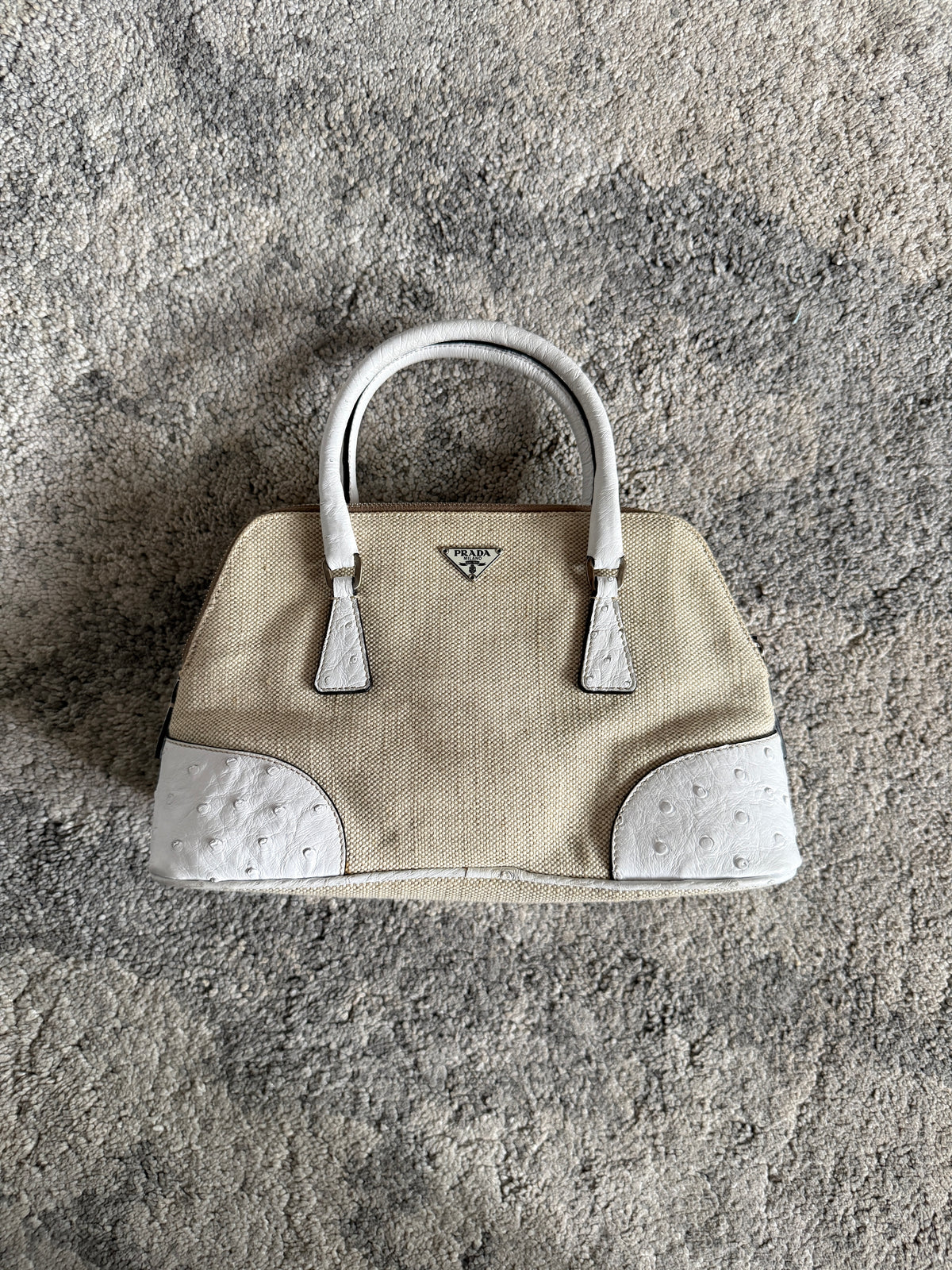 Prada 2000’s canvas & ostrich leather mini bag