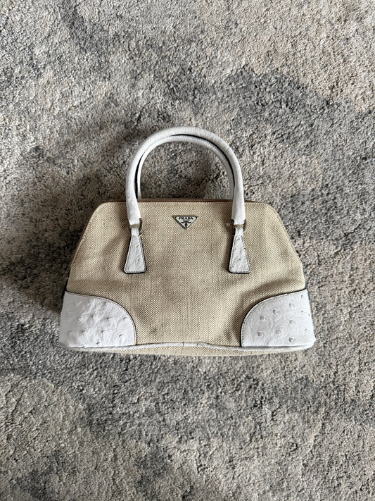 Prada 2000’s canvas & ostrich leather mini bag