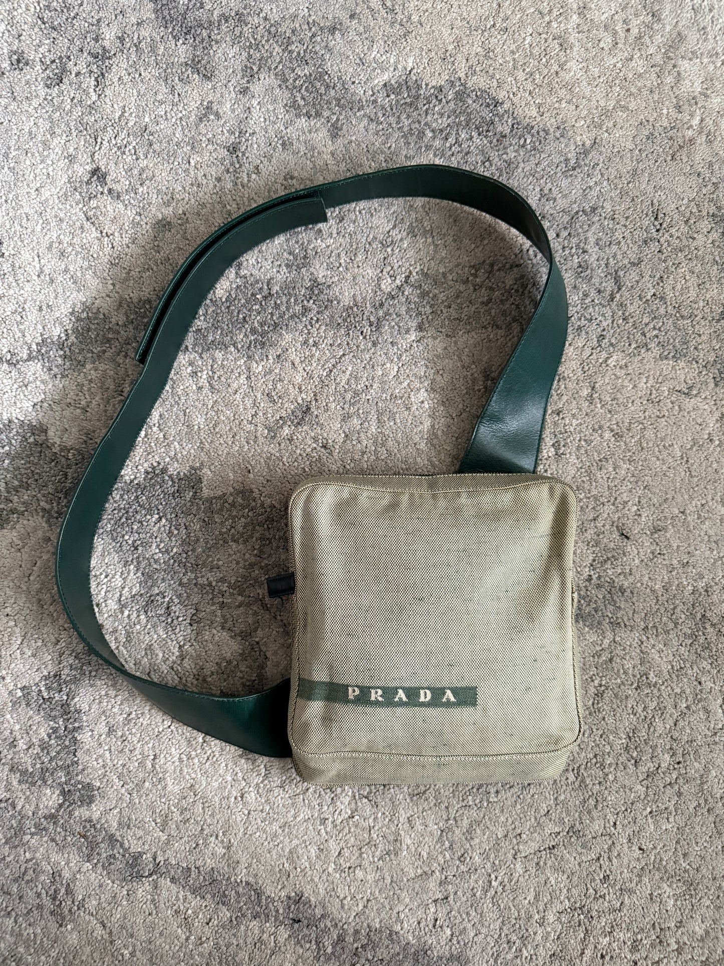Prada SS1999 linen & leather sling bag