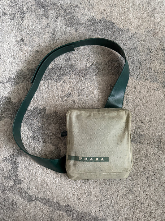 Prada SS1999 linen & leather sling bag
