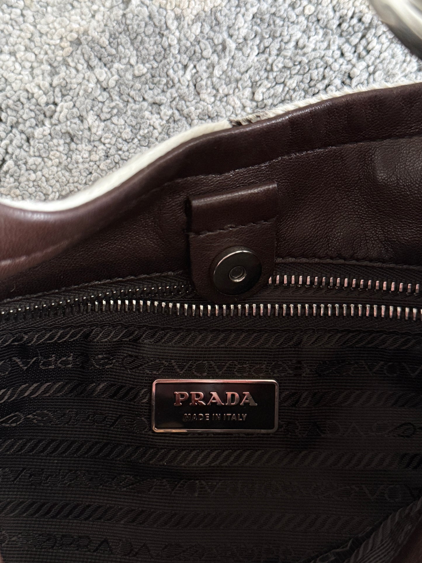 Prada SS2003 zebra pony hair leather bag