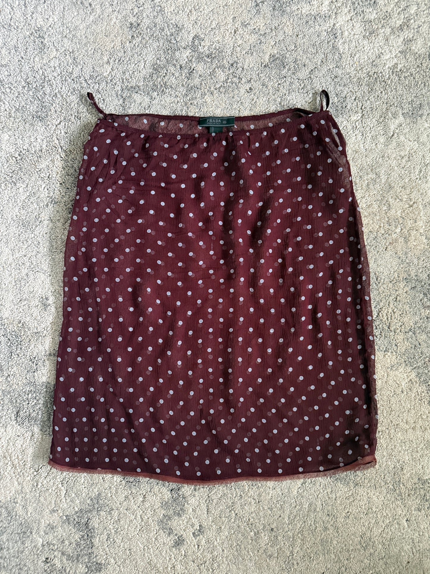 Prada SS2000 silk polka dot skirt