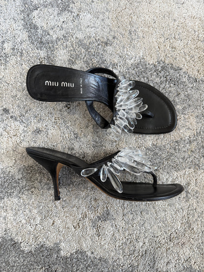Miu Miu 2000’s crystals flip flop heels