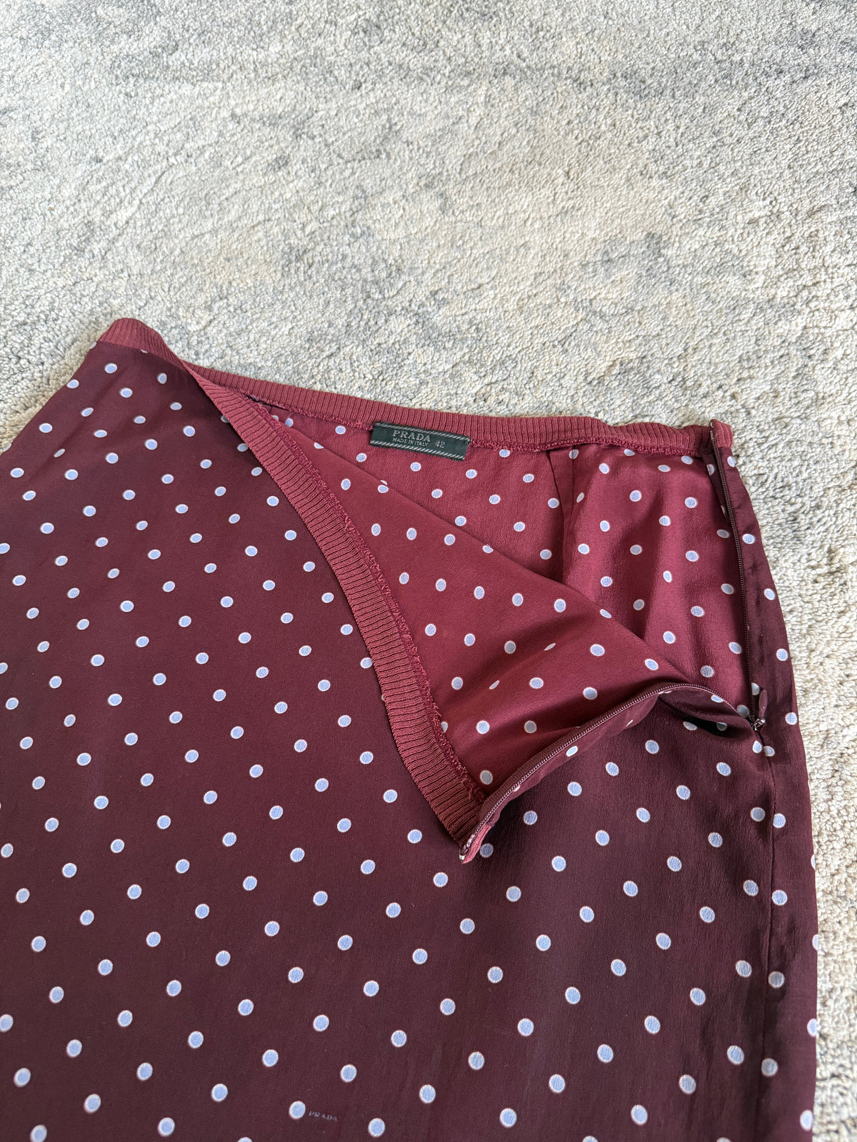 Prada SS2000 silk polkadot skirt