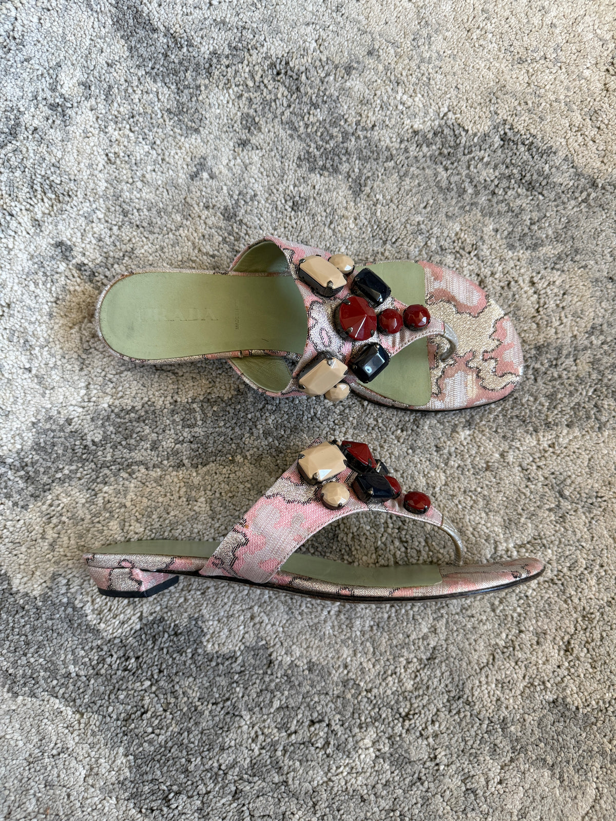 Prada SS2003 lurex jacquards flip flop