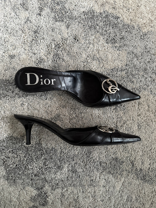 Christian Dior 2000’s leather heels mules