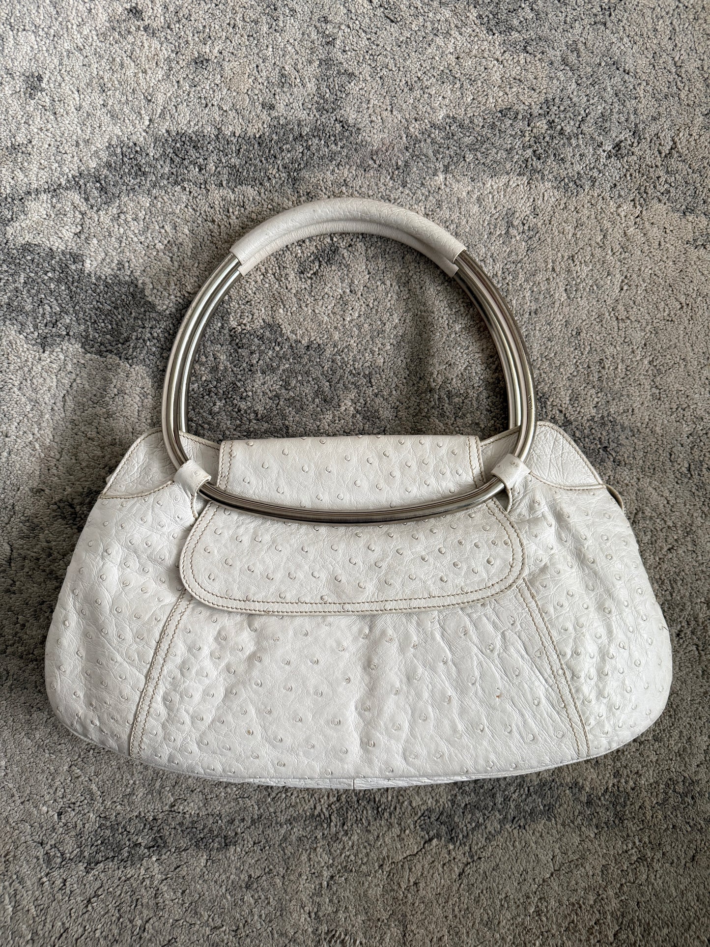 Prada SS2003 ostrich leather metal handle bag