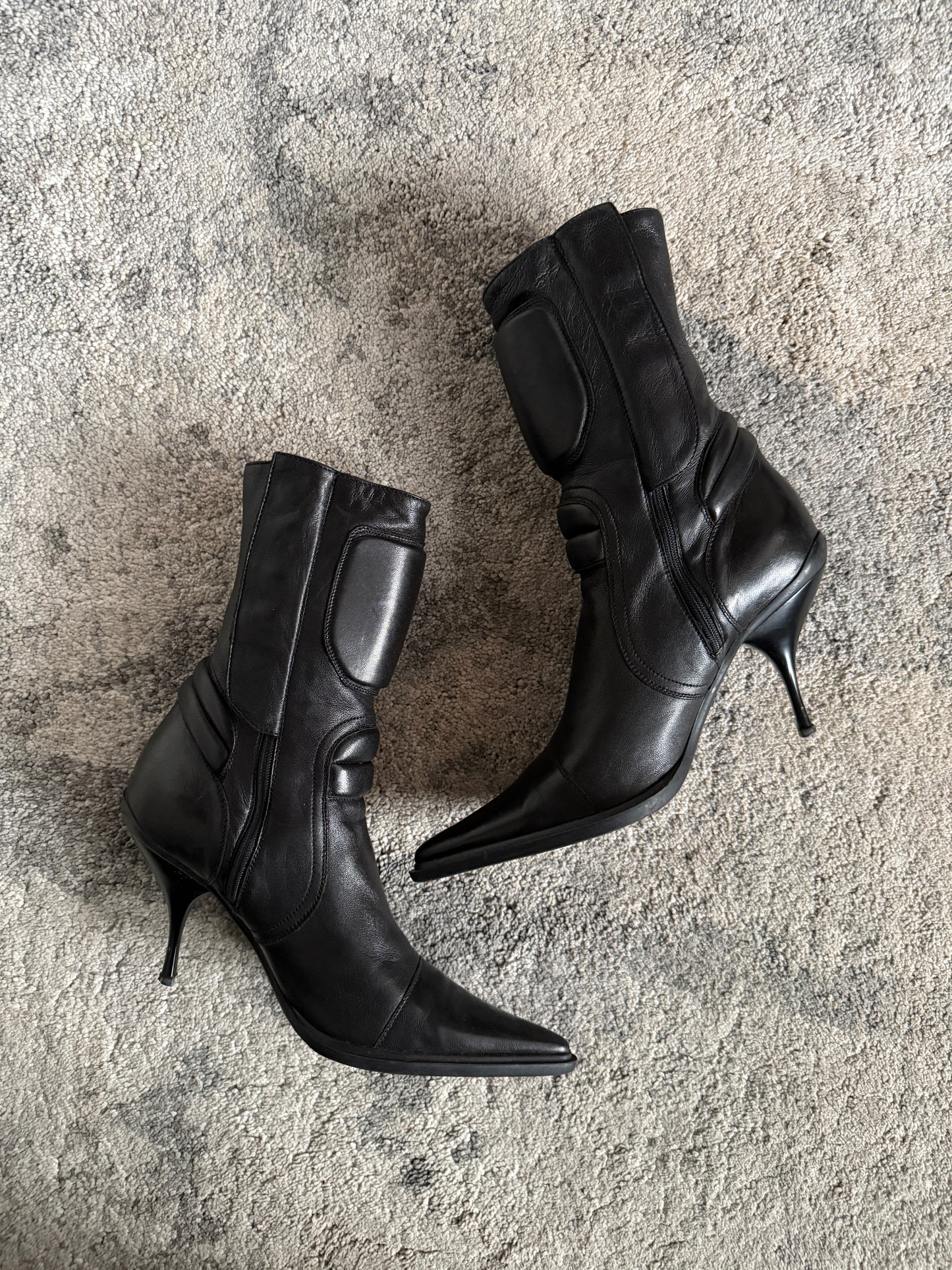 Miu Miu 1999 leather motorcycle heels boots