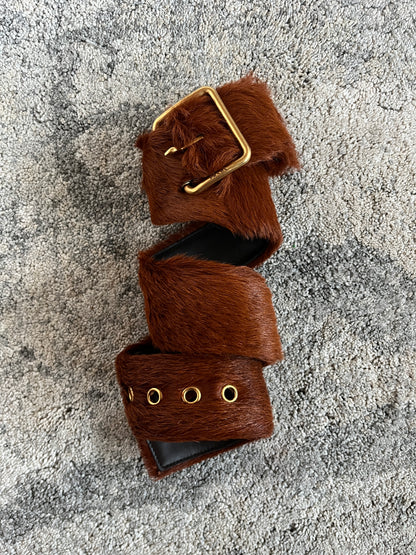 Prada FW2017 cognac fur belt