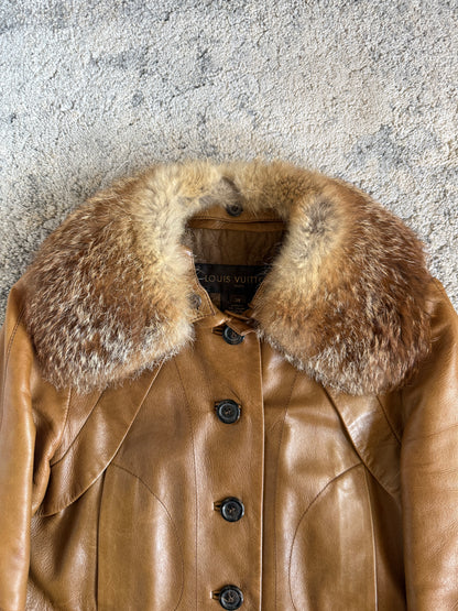 Louis Vuitton FW2002 leather fur collar jacket