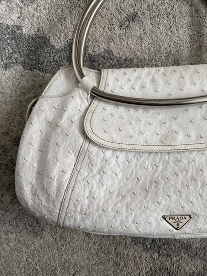 Prada SS2003 ostrich leather metal handle bag