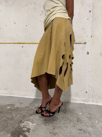 Gucci SS2002 suede leather skirt