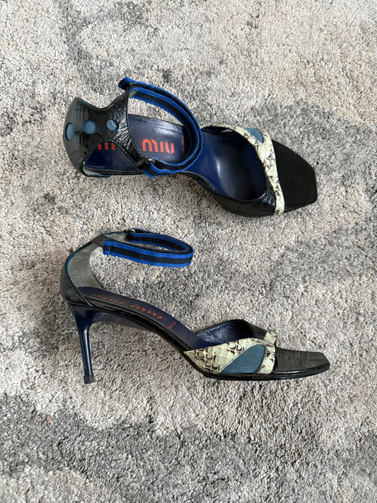 Miu Miu 1999 python & mesh heels