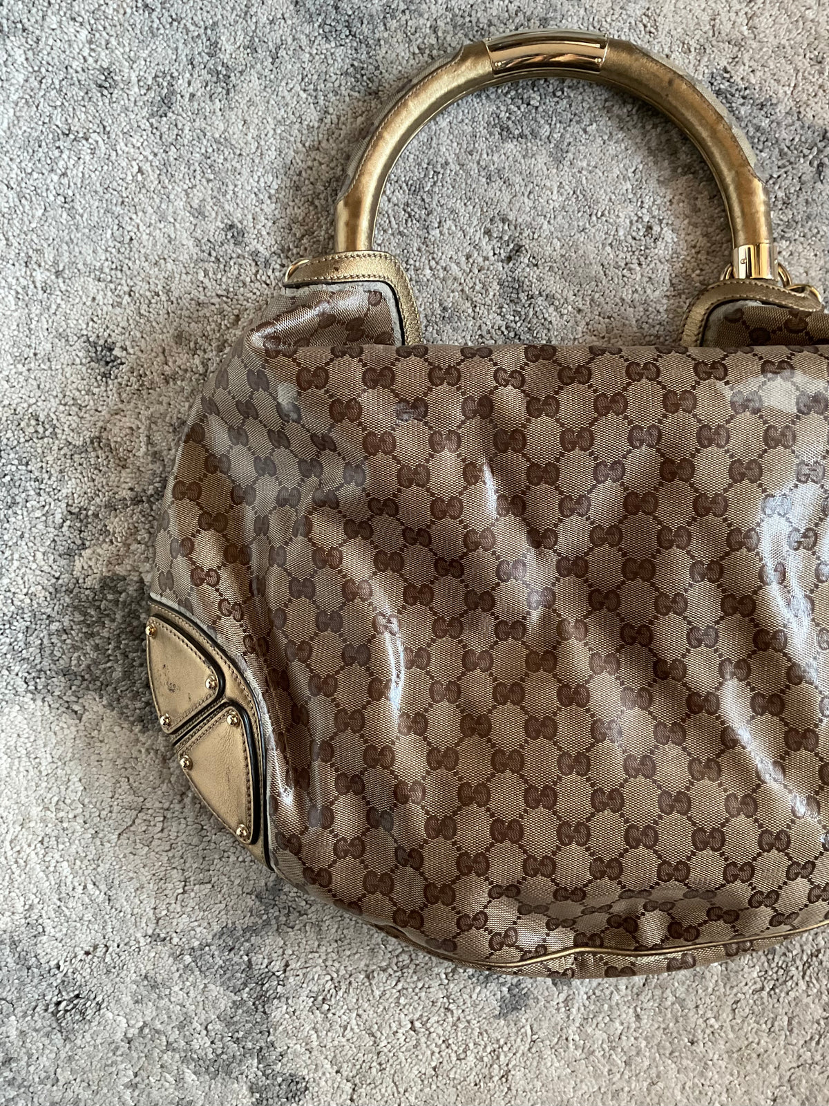 Gucci 2008 waxed monogram Indy bag