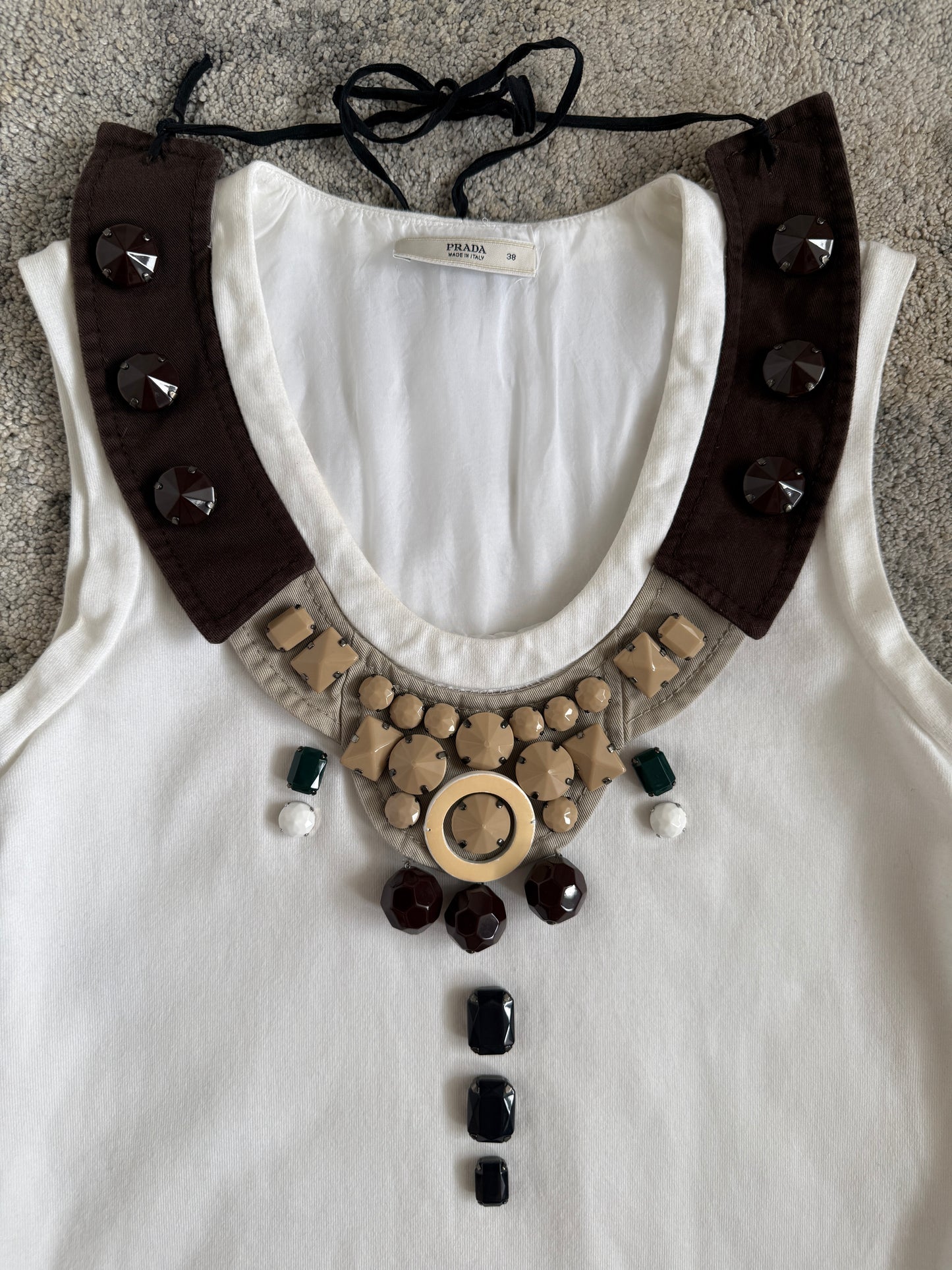 Prada SS2003 embellished collar tank top