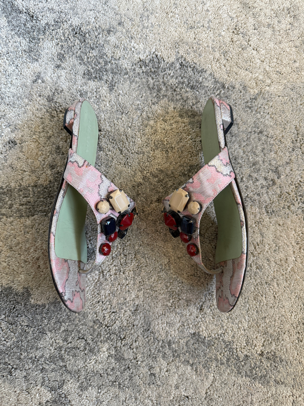 Prada SS2003 lurex jacquards flip flop
