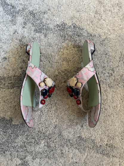 Prada SS2003 lurex jacquards flip flop