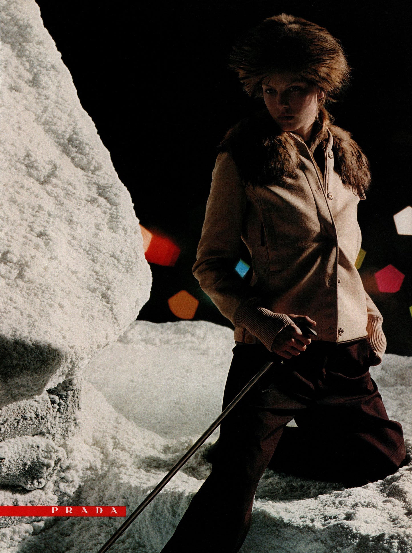 Prada FW2000 nylon jacket with removable fur collar