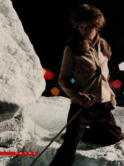 Prada FW2000 nylon jacket with removable fur collar