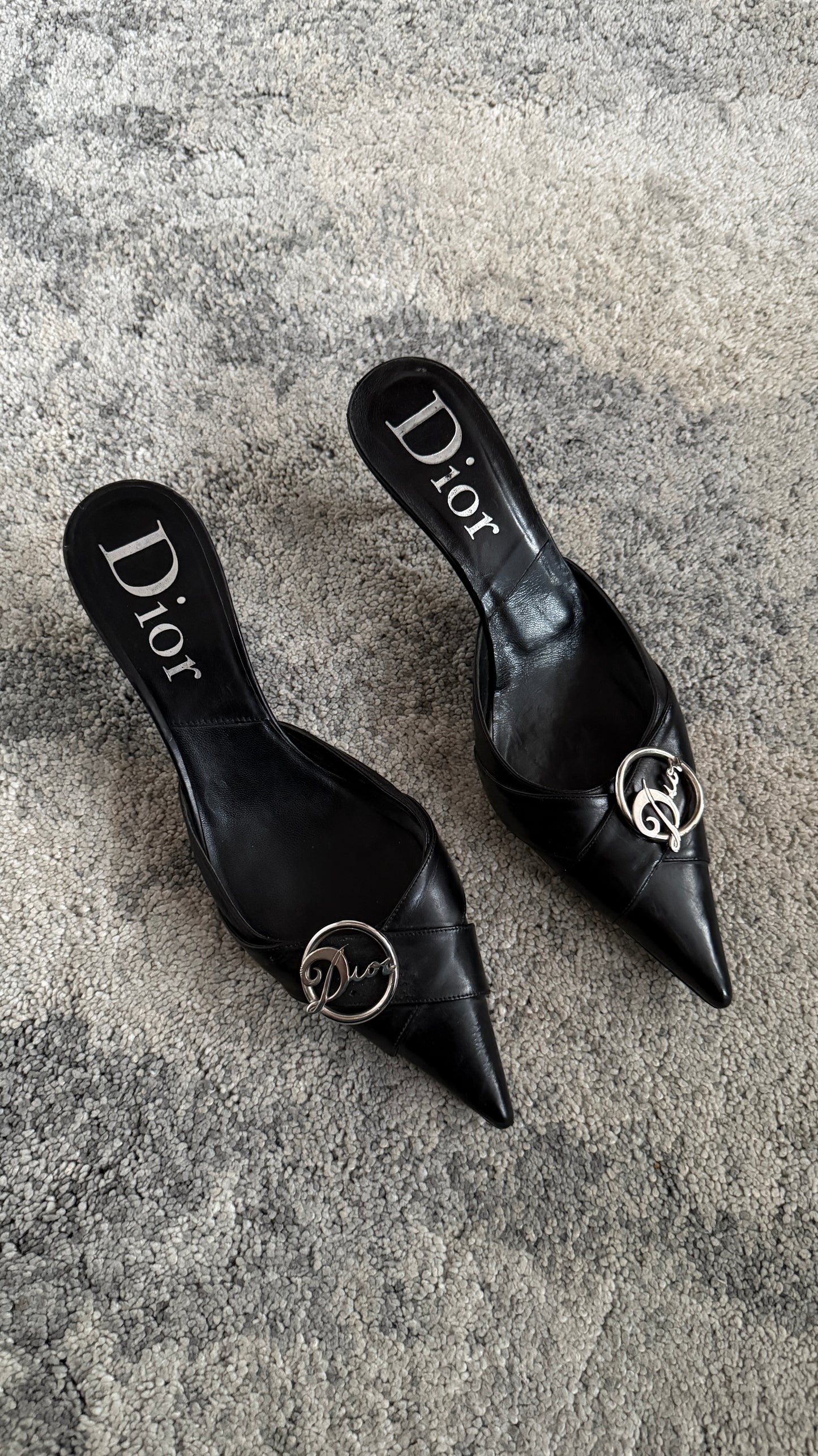 Christian Dior 2000’s leather heels mules