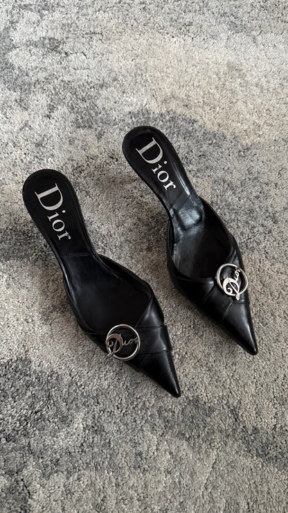 Christian Dior 2000’s leather heels mules