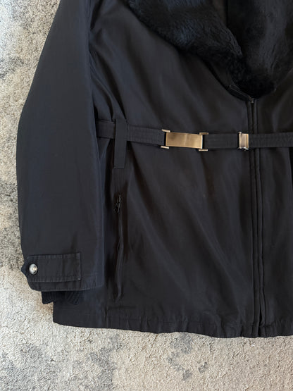 Gucci FW1993 nylon padded jacket with fur collar