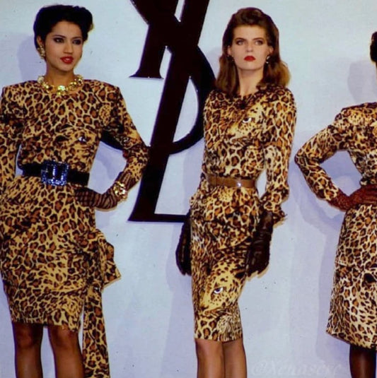 Yves Saint Laurent FW1986 leopard print silk skirt