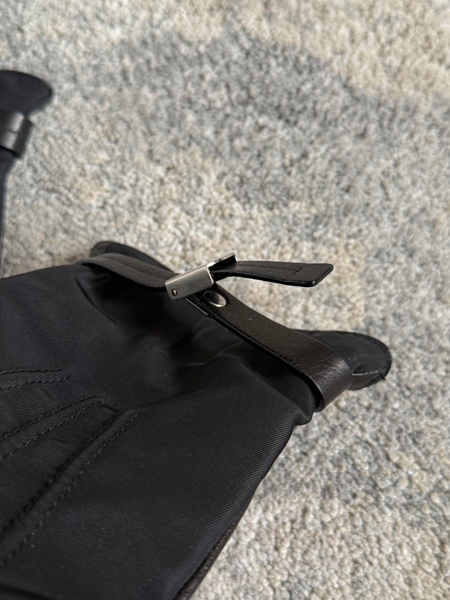 Prada 2000’s nylon & leather gloves with cashmere lining