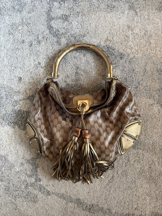 Gucci 2008 waxed monogram Indy bag