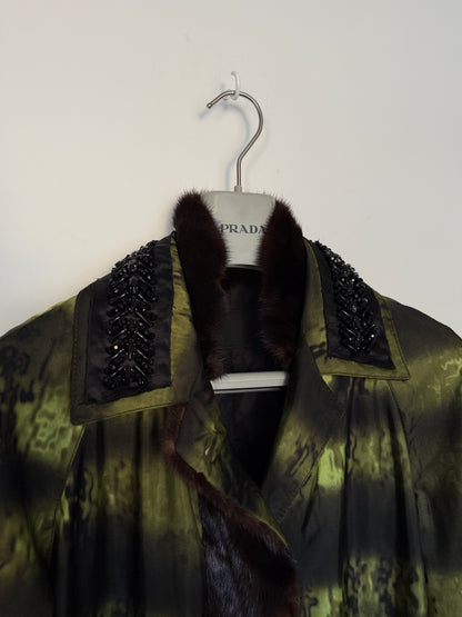 Prada FW2004 embellished nylon long coat