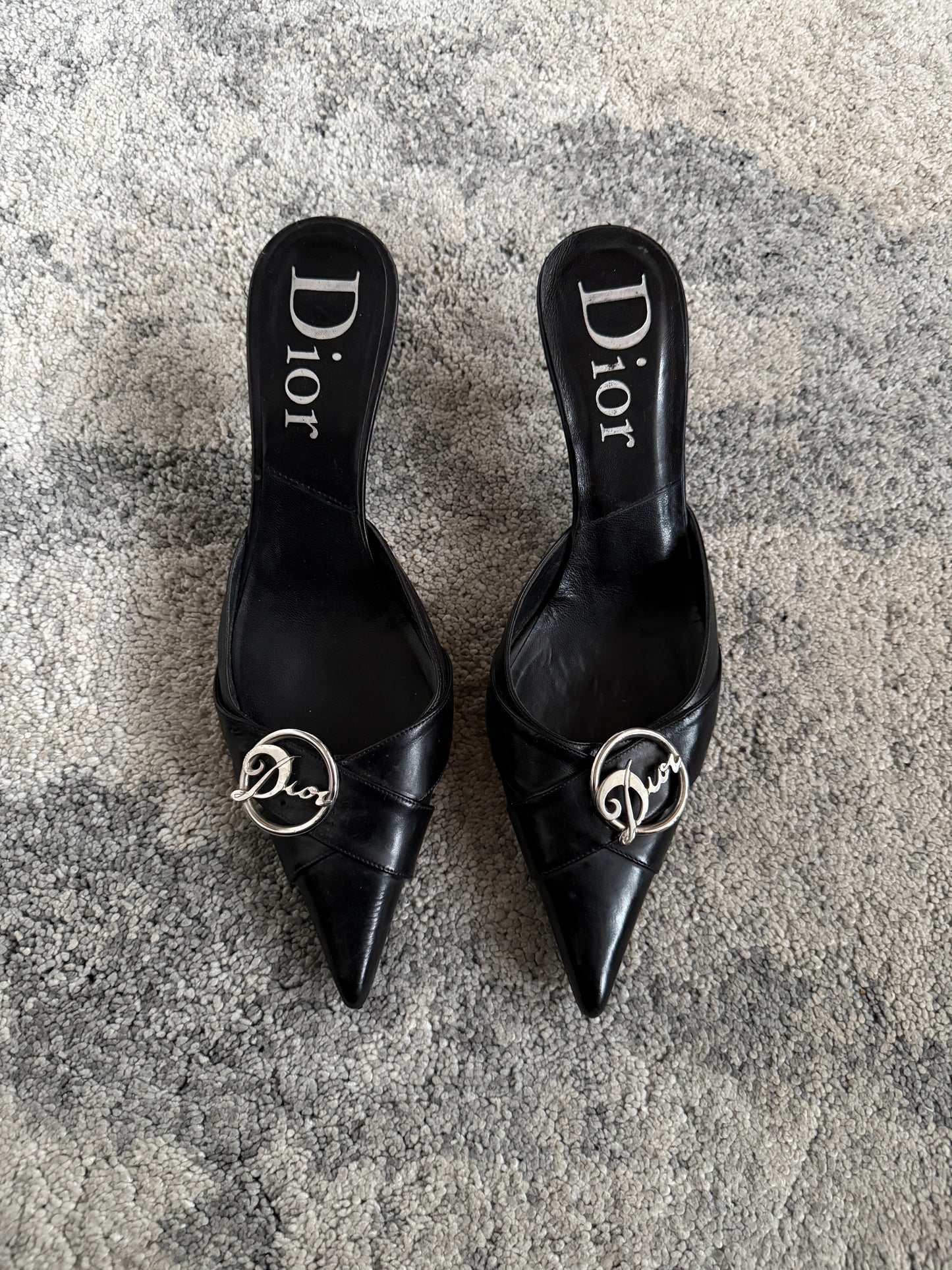 Christian Dior 2000’s leather heels mules