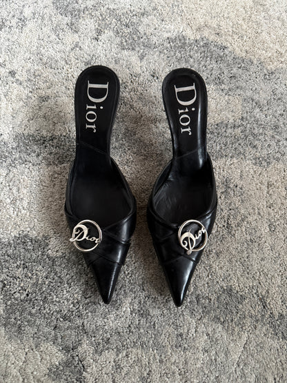 Christian Dior 2000’s leather heels mules