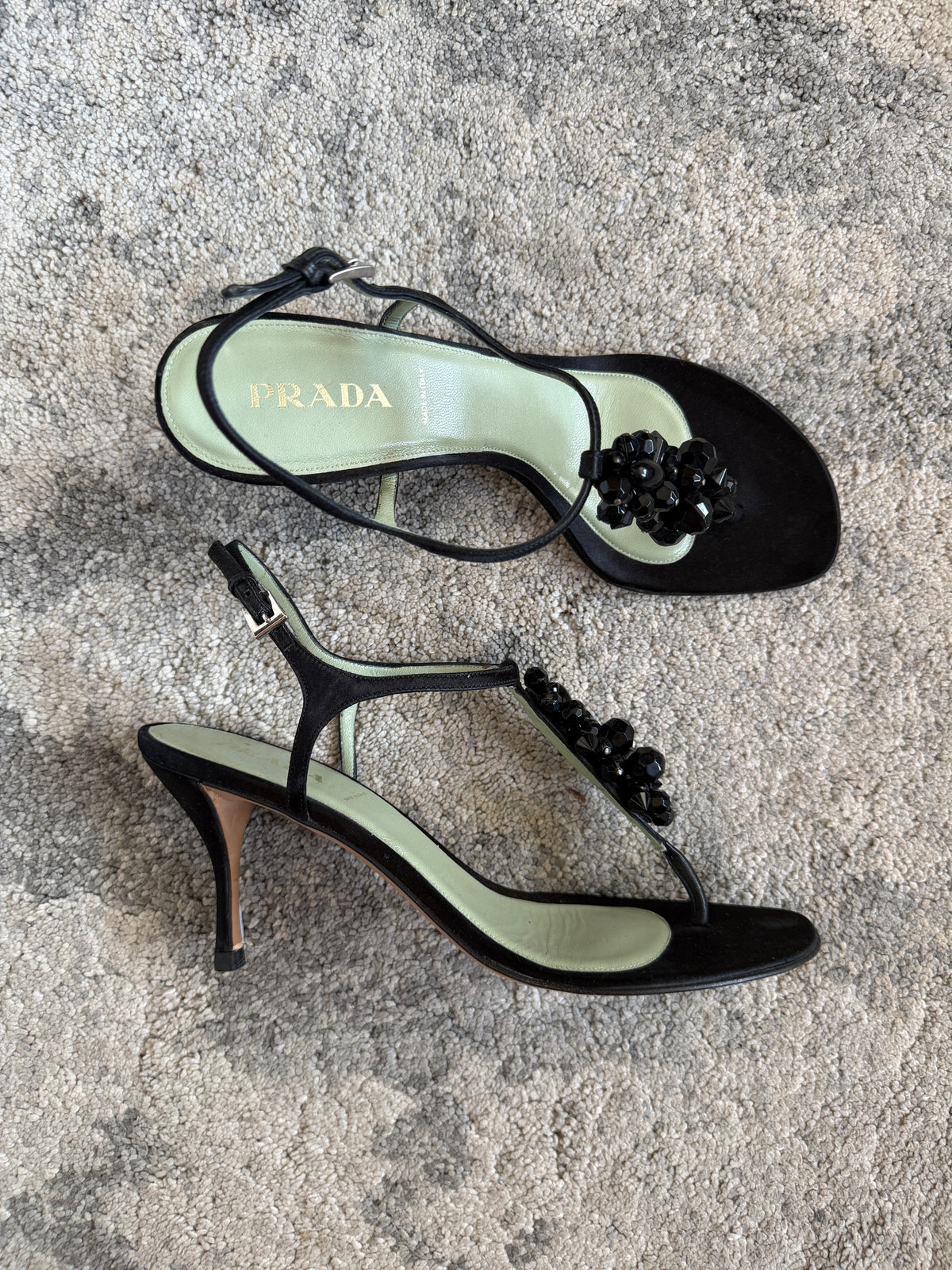 Prada SS2003 silk embellished heels