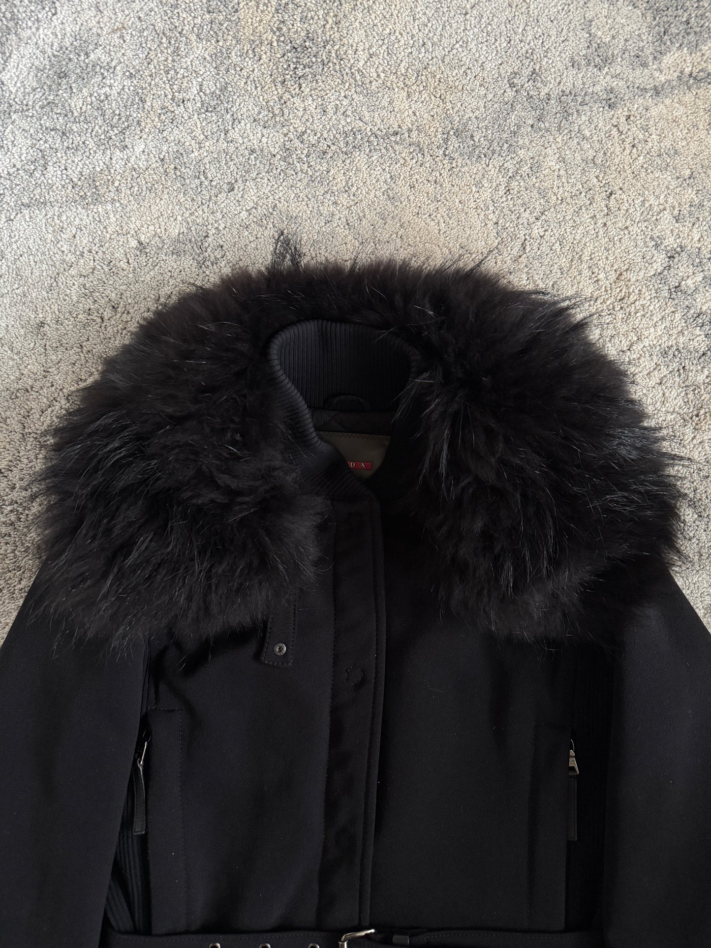 Prada FW2000 nylon with removable fur collar