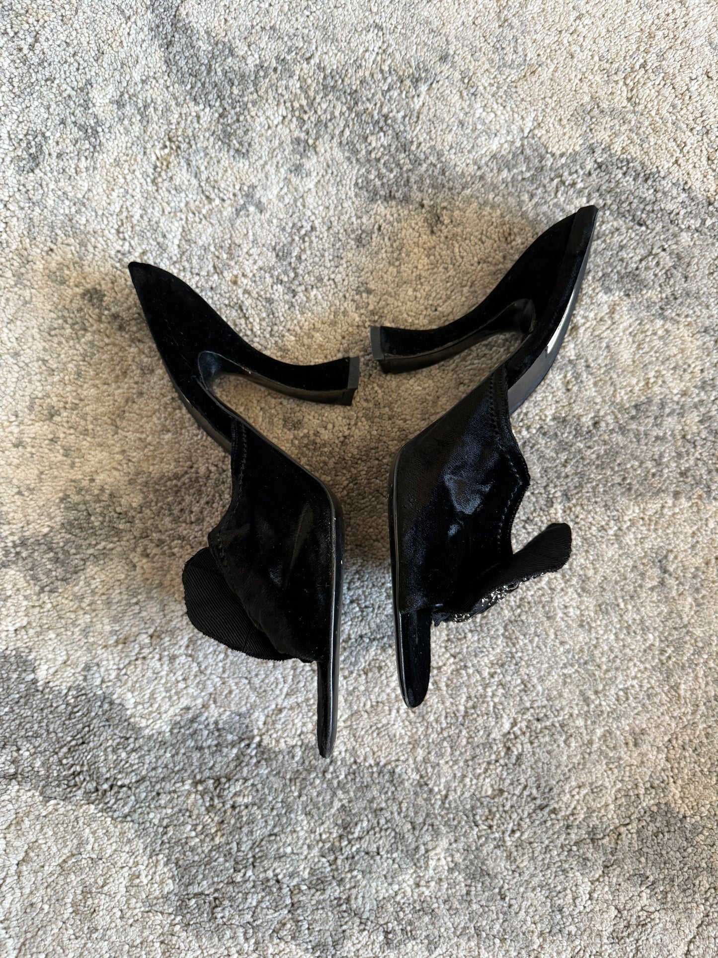 Prada FW2004 embellished velvet heels