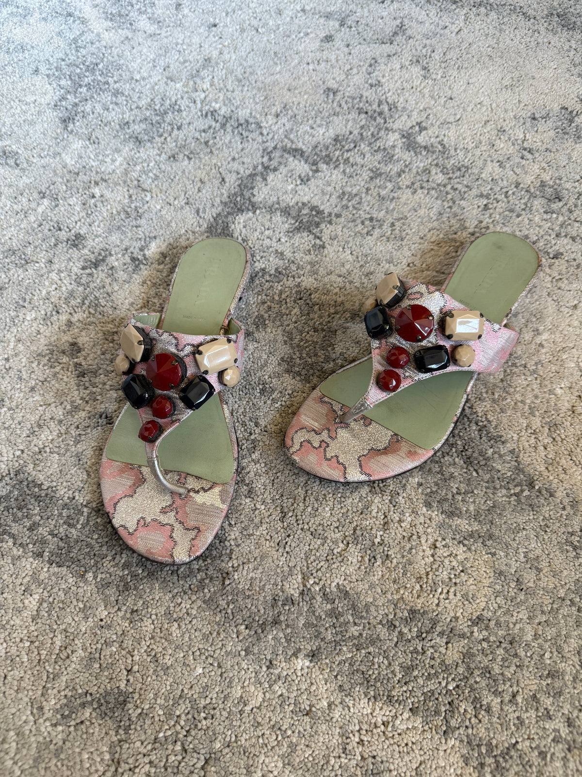 Prada SS2003 lurex jacquards flip flop