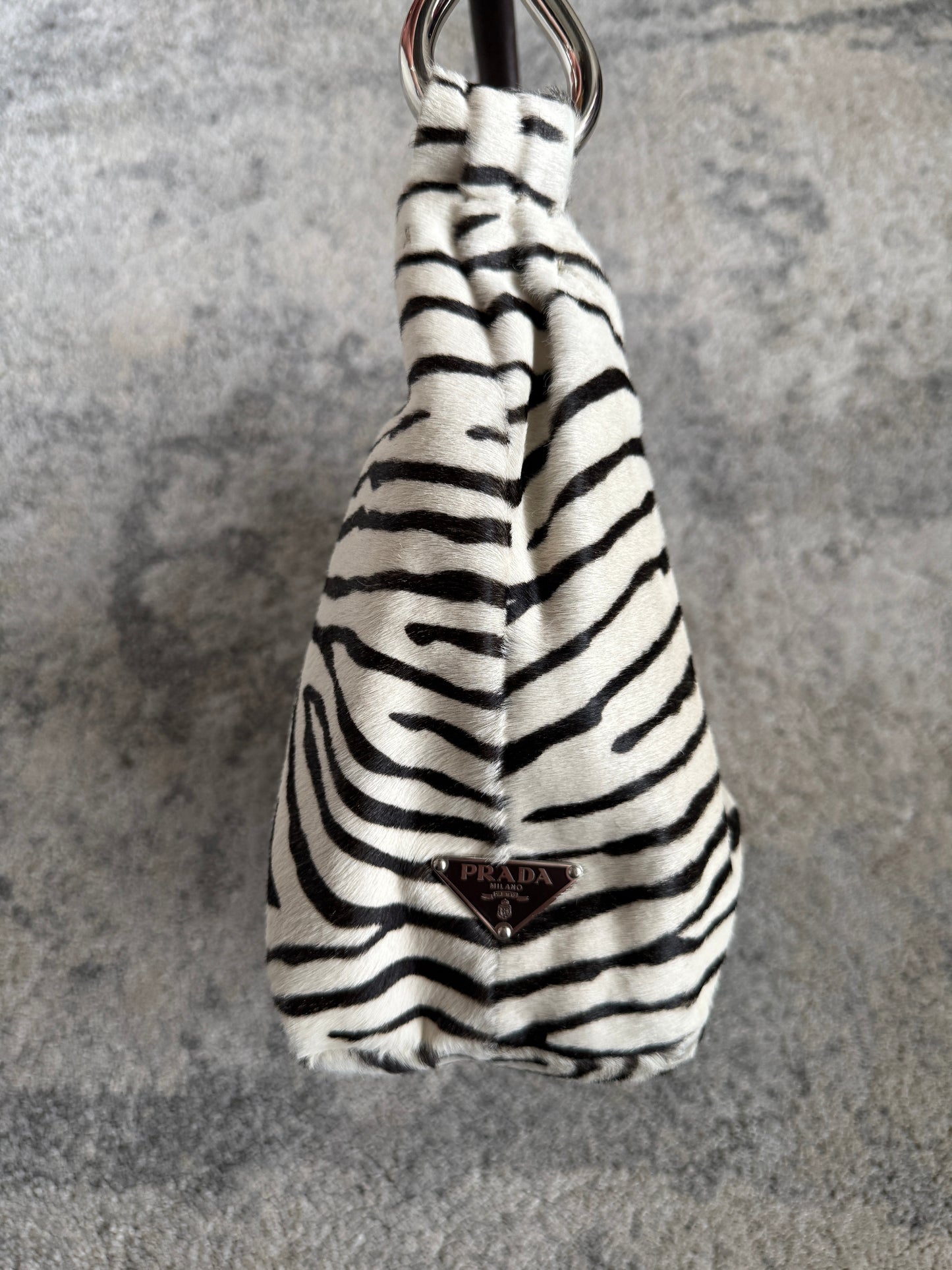 Prada SS2003 zebra pony hair leather bag